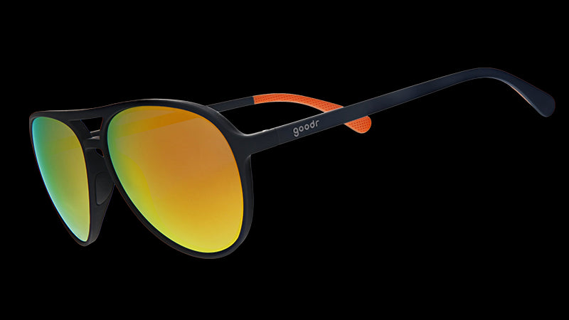 Call Me Tarmac Daddy | monture aviateur noire avec verres ambre | lunettes de soleil goodr MACH G