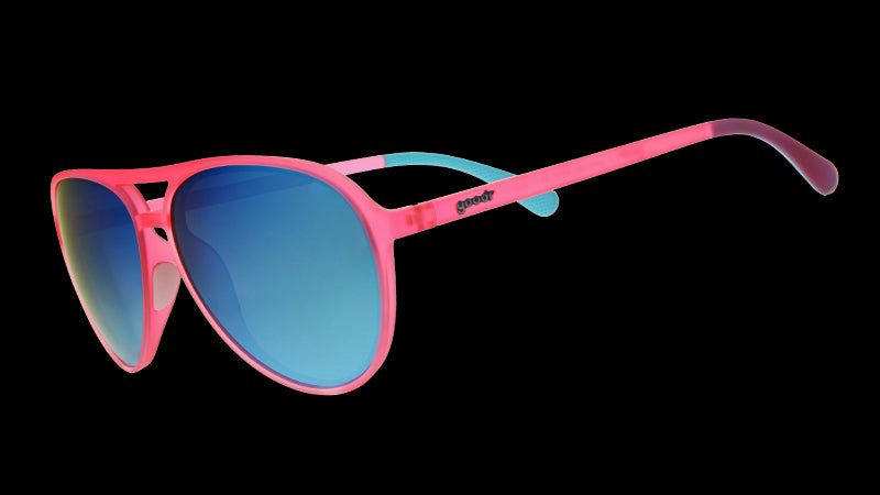 Carl est mon copilote | monture aviateur rose avec verres bleus | lunettes de soleil goodr MACH G