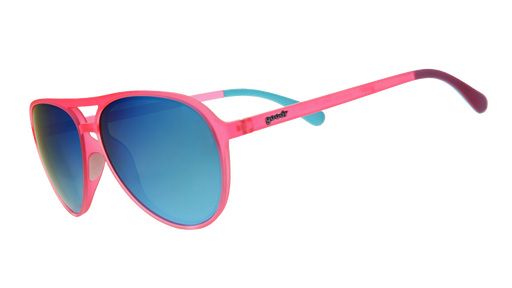Carl est mon copilote | monture aviateur rose avec verres bleus | lunettes de soleil goodr MACH G