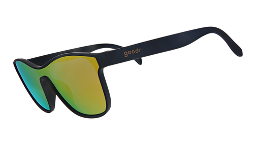 Lunettes de soleil de style futuriste noir avec verres ambrés | lunettes de soleil goodr