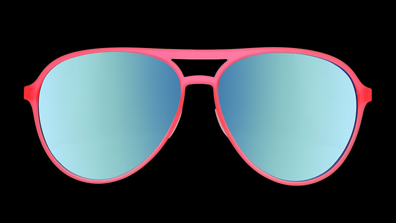 Carl est mon copilote | monture aviateur rose avec verres bleus | lunettes de soleil goodr MACH G