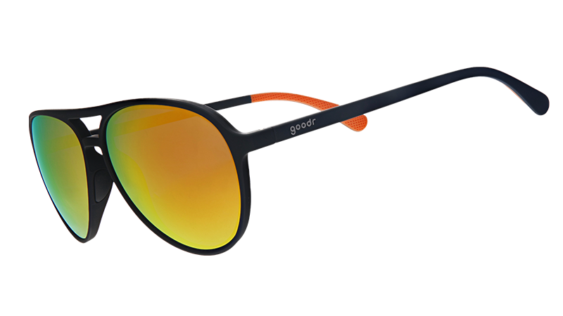 Call Me Tarmac Daddy | monture aviateur noire avec verres ambre | lunettes de soleil goodr MACH G